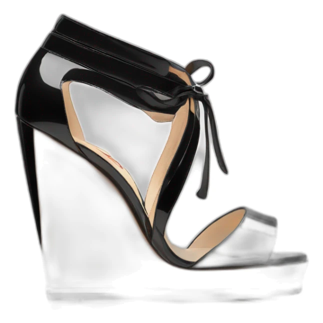 WEDGE heel LOUBOUTIN black leather PATENT sticker