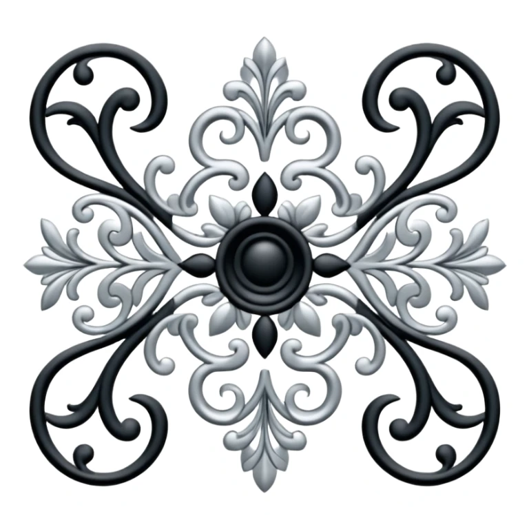 Black and silver filigree page divider, 3D, extremely detailed design sticker