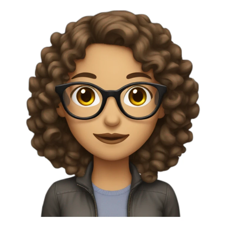 brunette girl with glasses and curly hair with text "approved" sticker