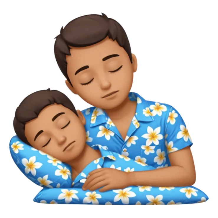 Boy wearing blue Hawaiian shirt sleeping sticker