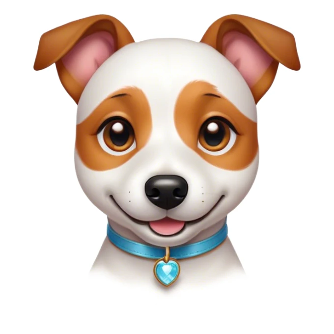 Cinematic Cute Jack Russell Terrier Portrait Emoji, Head tilted playfully and inquisitively, featuring a charming, small yet spirited body with a smooth, glossy coat, round, sparkling eyes full of delightful curiosity, and an endearing, mischievous smile, Simplified yet irresistibly adorable features, highly detailed, glowing with a warm, inviting glow, high shine, affectionate and lively, stylized with a touch of whimsical canine charm, soft glowing outline, capturing the essence of a mischievous yet lovable Jack Russell Terrier that seems as if it could scamper out of the screen into your arms! sticker