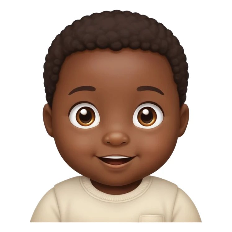 Adorable black baby with chubby cheeks, bright happy smiling eyes, looking intelligent and curious sticker
