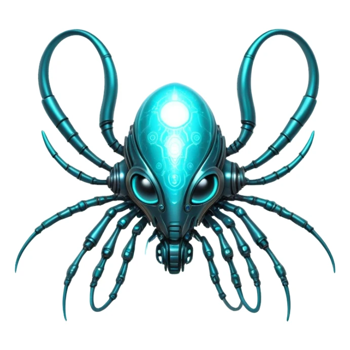  Cool Cybernetic Nebula Creature with glowing cyan antennae sticker