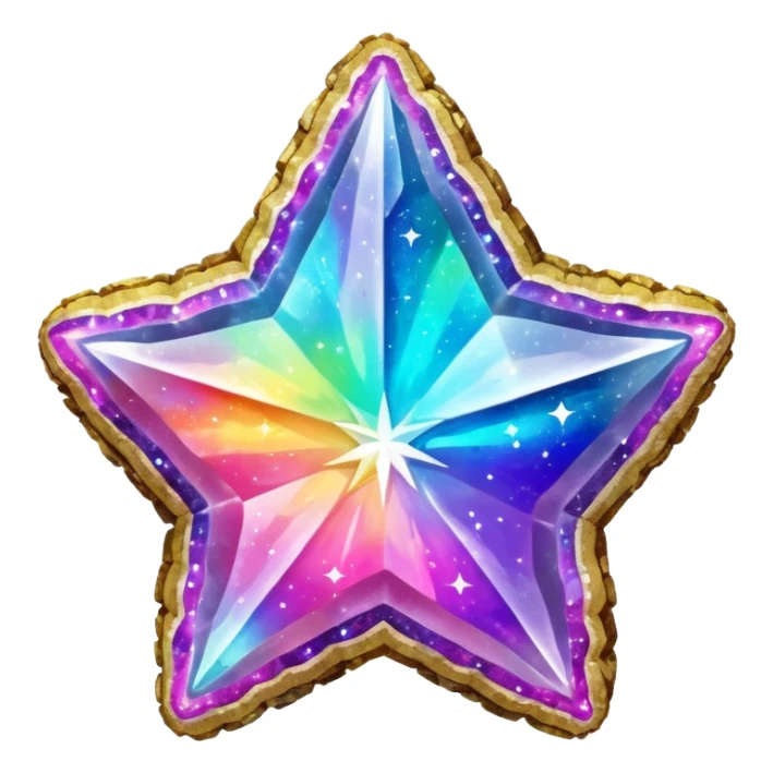 hd detailed glittering vibrant rainbow holographic star shaped geode sticker