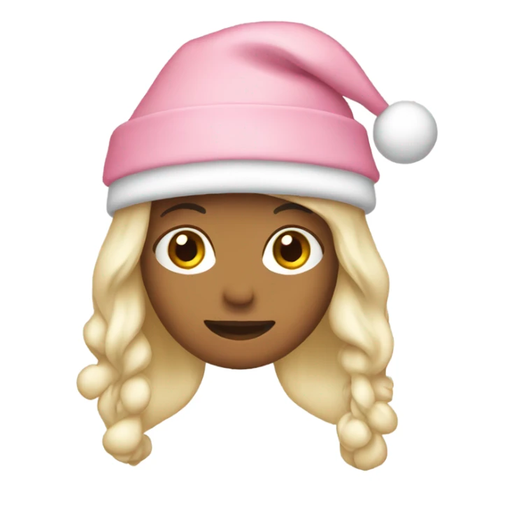 long hair women wear light pink santa hat sticker