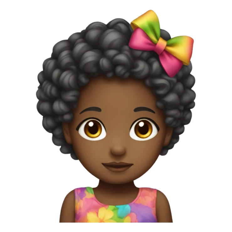 black baby girl with hair bow lying sticker