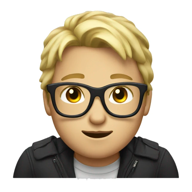 big blond boy with black glasses and a ponytaî sticker