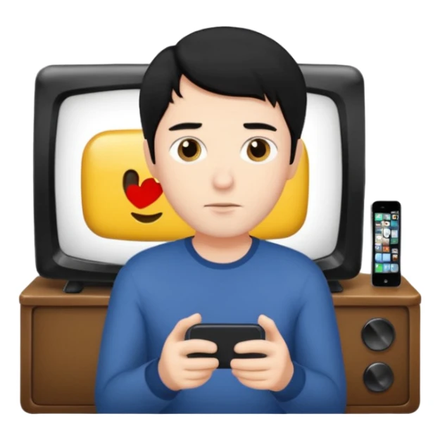 light black hair man watching TV sticker