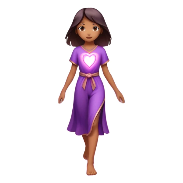 
A small figure walks across a glowing bridge, holding soft pink and purple orbs in each hand—symbolizing compassion and forgiveness. A gentle heart aura trails behind them, showing healing in motion. sticker
