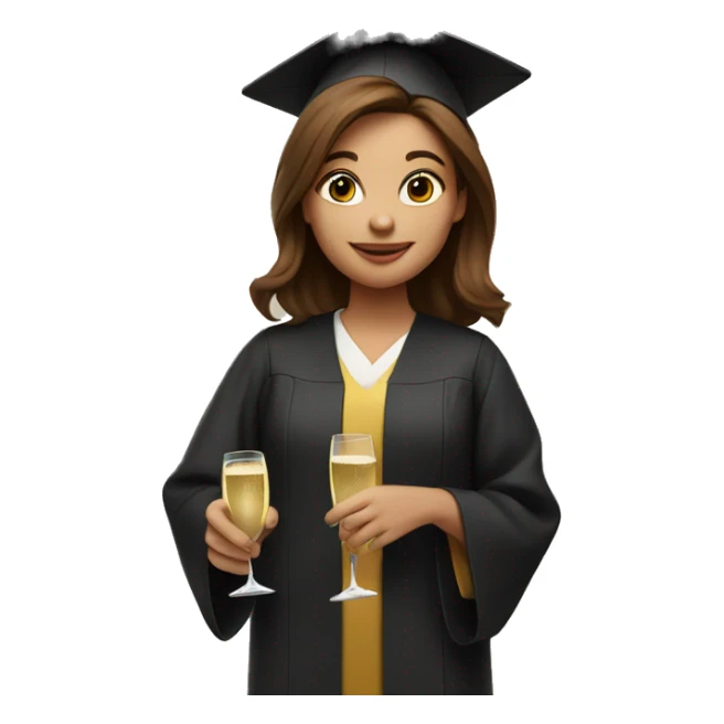 girl university graduate, with brown hair, champagne in her hands sticker