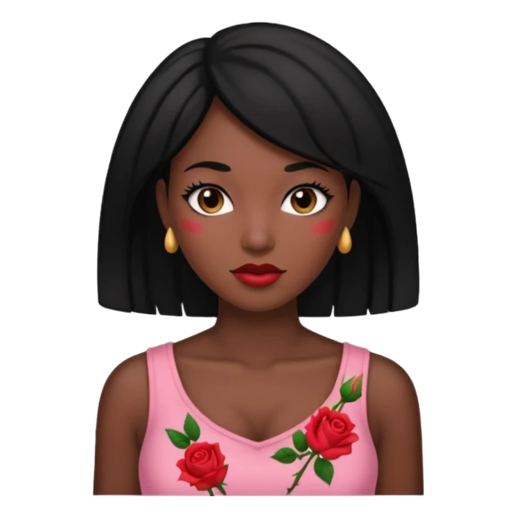 Black hair woman wearing rose top sticker