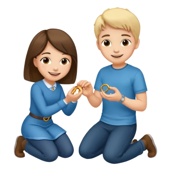 🧎‍♂️‍➡️💍💃 a boy parposing a girl boy on his knee and boy give him ring  sticker