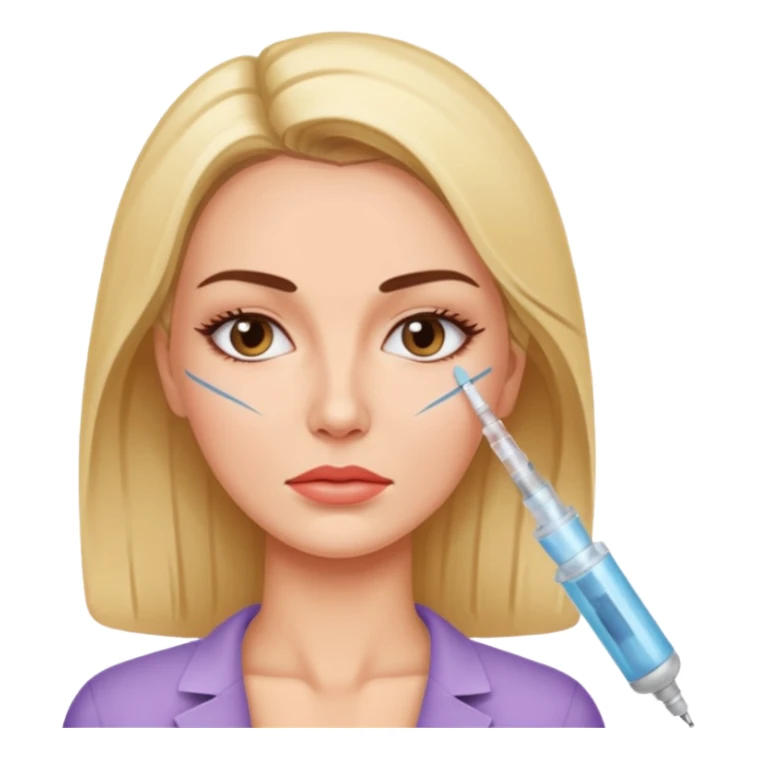 Woman taking a botox only one injection in the face sticker