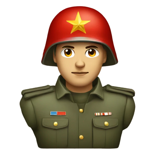 ussr soldier serious with military helmet sticker