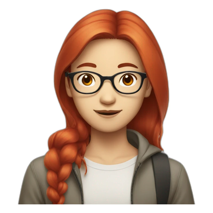 Asian girl in glasses with red hair man sticker