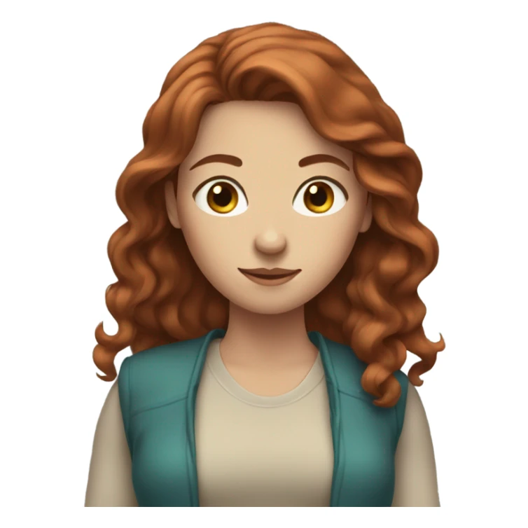 Woman with reddish brown hair and blue-green eyes sticker