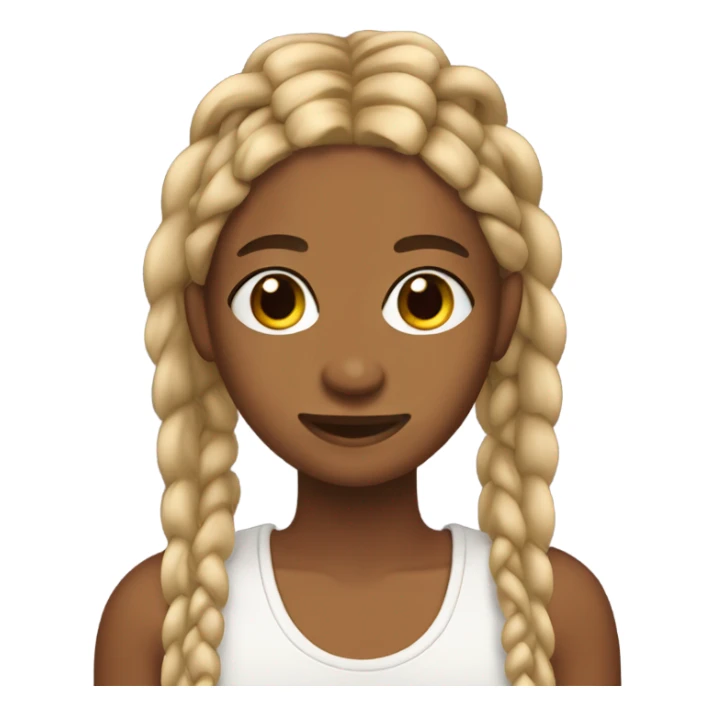Brown skin with blonde knotless braids and braces and acne sticker
