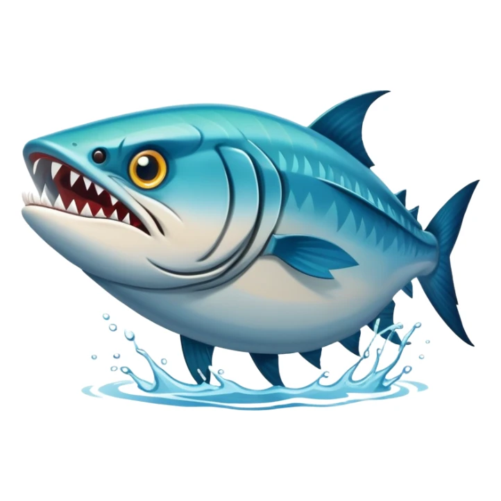 An angry barracuda swims swiftly through the water, its sharp teeth bared and ready for action sticker