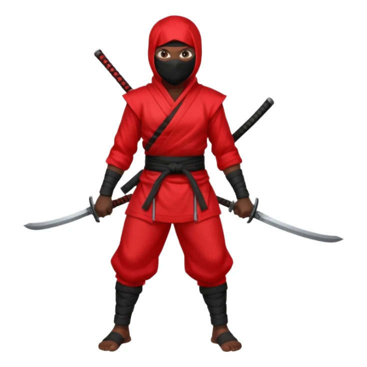 black skin ninja red clothes no weapon full body sticker