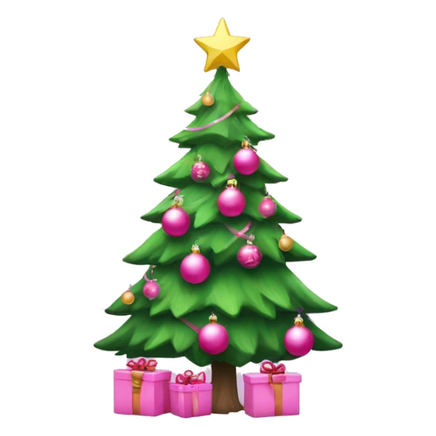 Christmas tree with pink ornaments and pink presents under the tree sticker