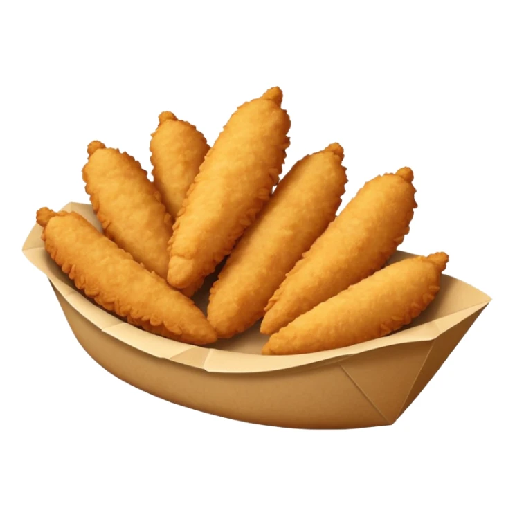 5 breaded chicken tenders in a paper food boat  sticker