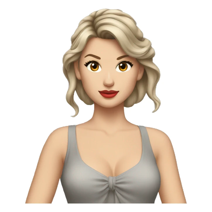Taylor swift with a gray dress, hair in high ponytail sticker