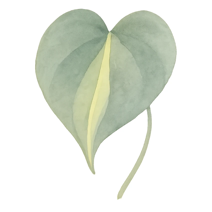 Philodendron Rio leaf, watercolor effect, soft edges, gentle color blending sticker
