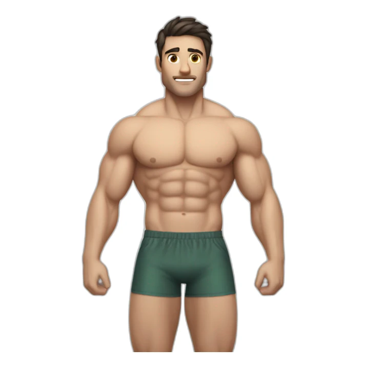Muscle white man in swimshorts with dark hair sticker