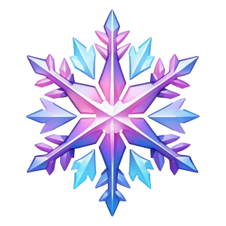 Gradient iridescent Pastel Pink violet blue white crystal star snowflake  sticker