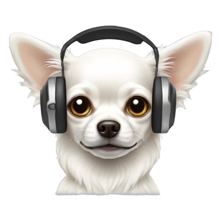 white long hair chihuahua headset sticker