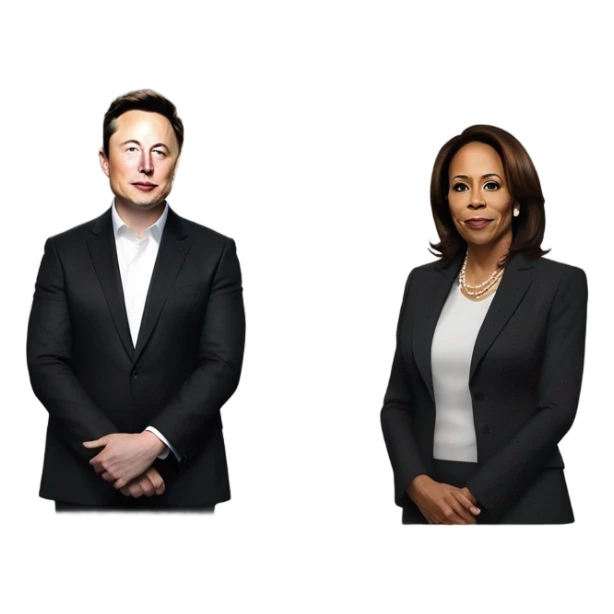 Elon musk and kamla harris sticker