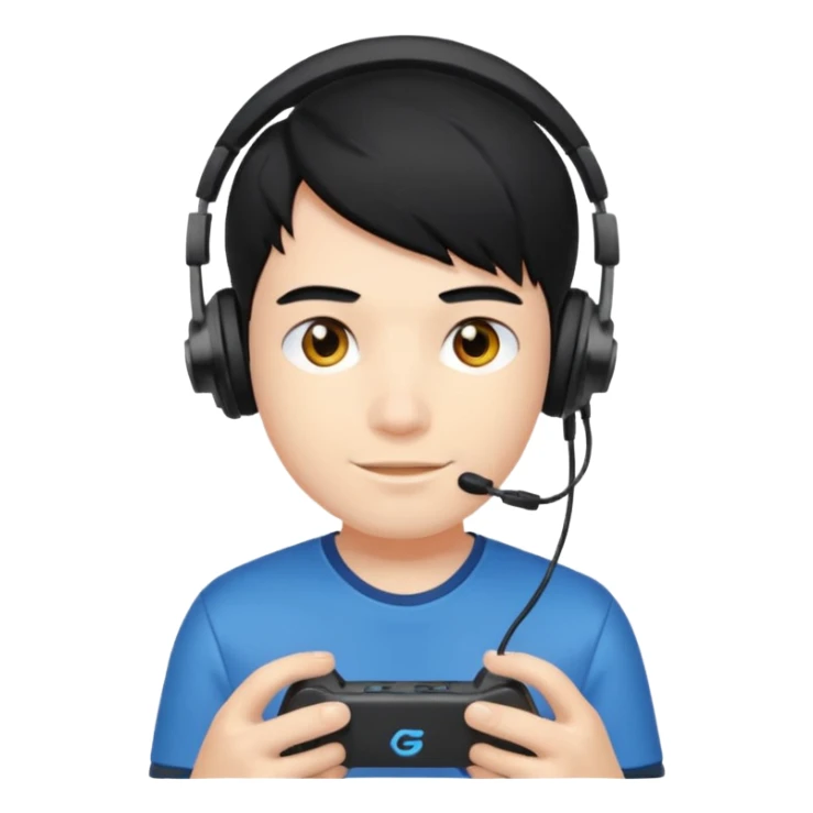 A gamer boy black hair  sticker