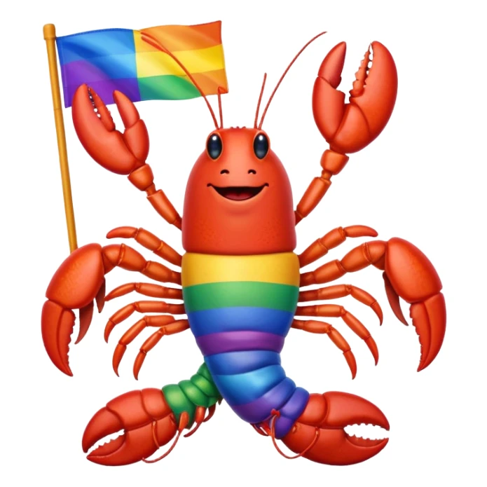 Gay lobster with pride flag happy sticker