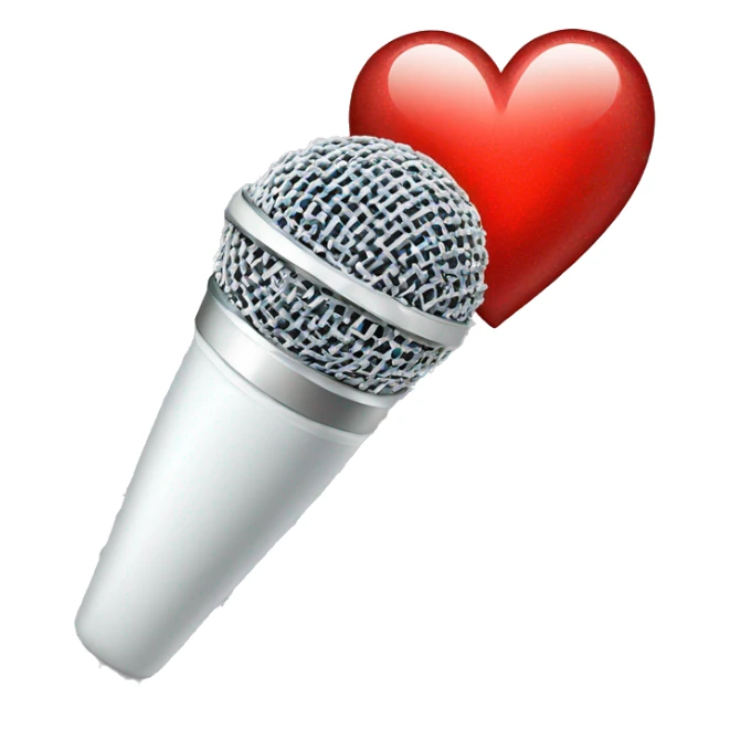 white sparkly microphone with red heart sticker