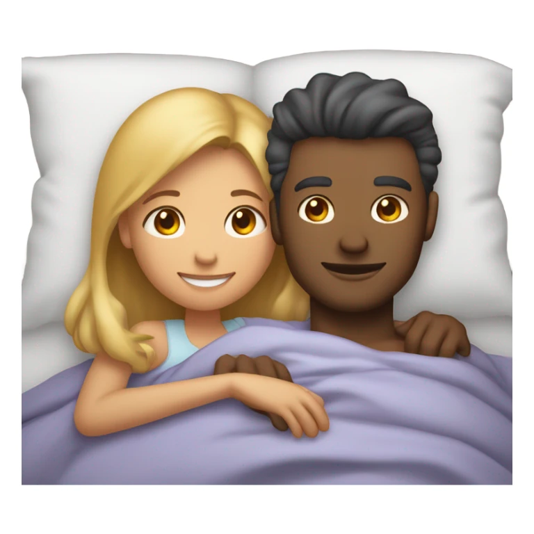 male and females cuddling in bed sticker