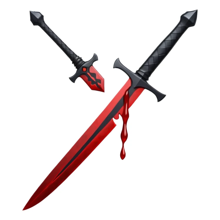 iOS emoji, dark fantasy dagger, obsidian blade, runes, blood drop, clean render, minimalism sticker