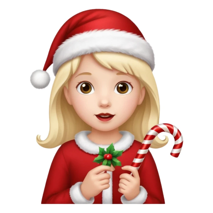 Little Girl with candy canes celebrating Christmas sticker