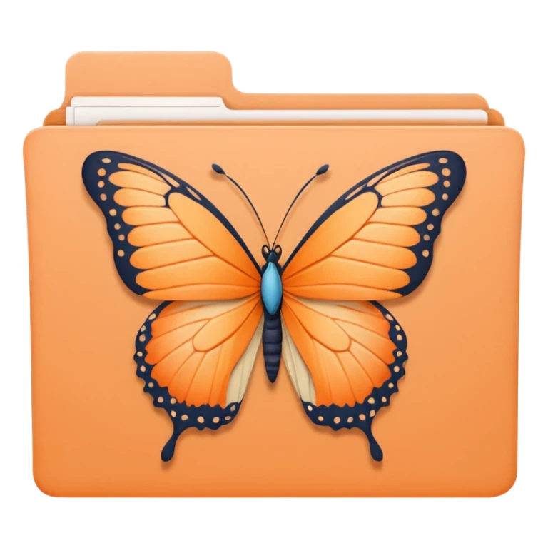 pastel orange file folder with butterfly on the cover sticker