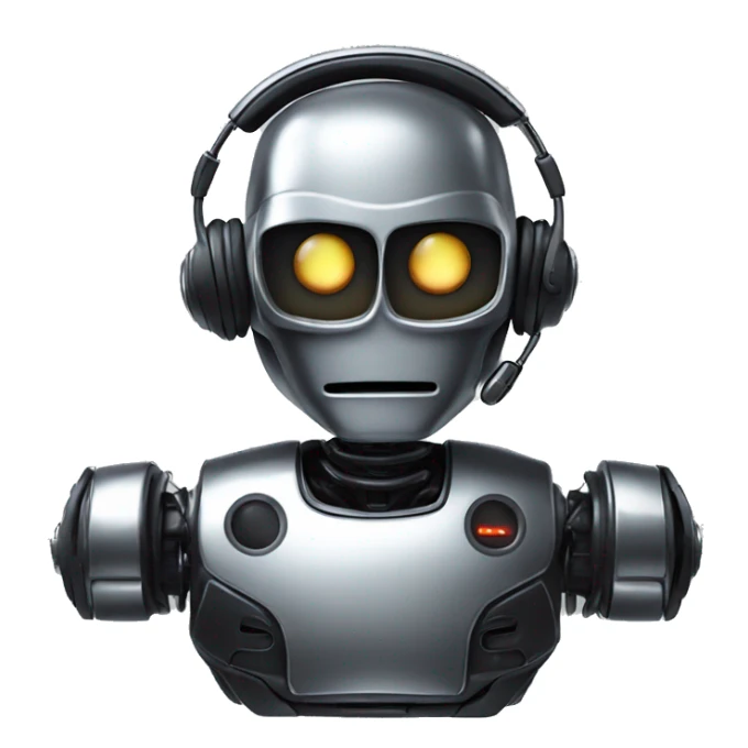evil menacing chrome robot listening to music sticker