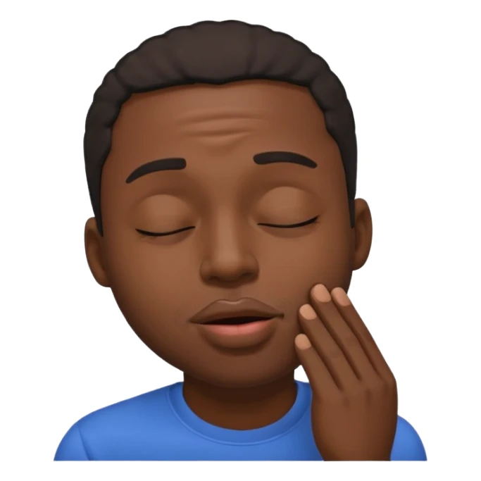 Make a black guy but he's closing his eyes and puckering his lips. Also it should look like he's trying not to laugh. sticker