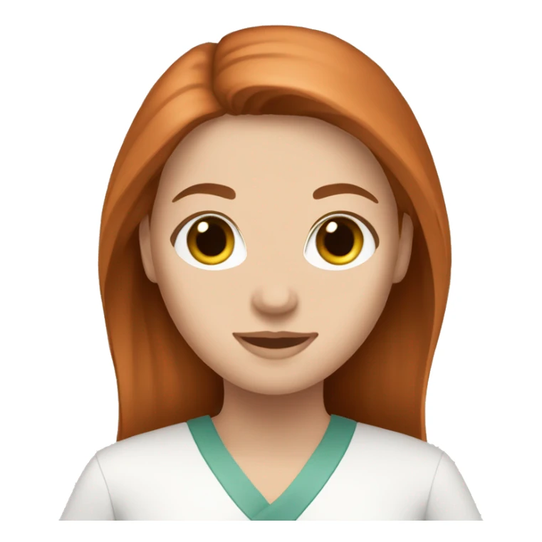 white girl. long auburn hair. Scrubs.  sticker