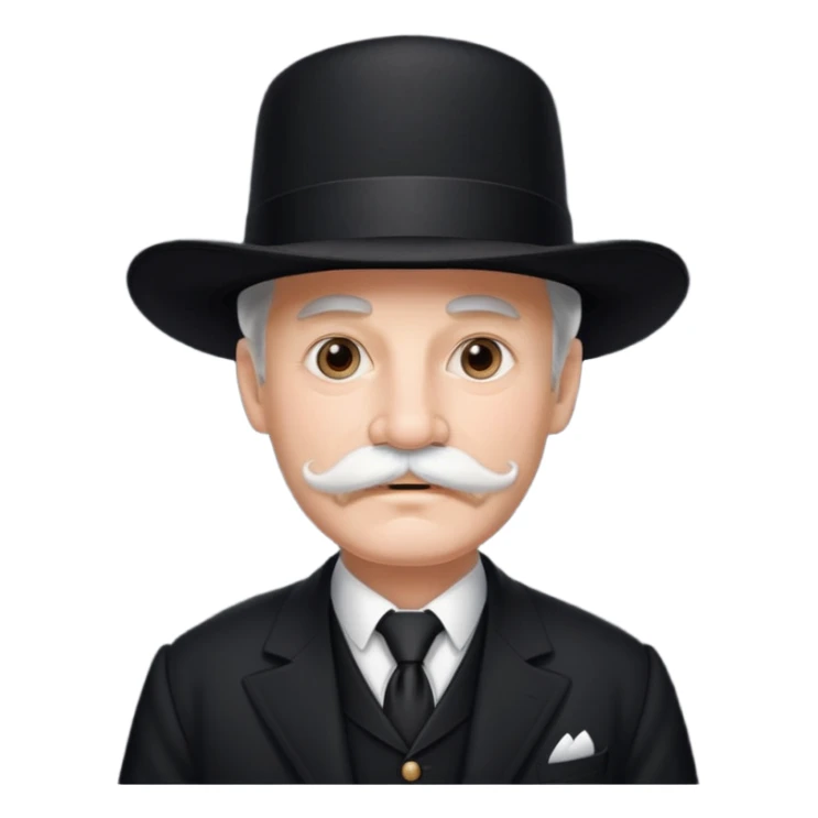very big white moustachhe and typical 1900 black elegant clothes and hat . politician pose sticker