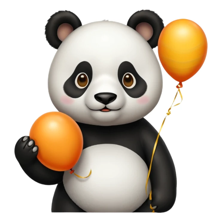 panda holding yellow and orange lines balloon in hand sticker