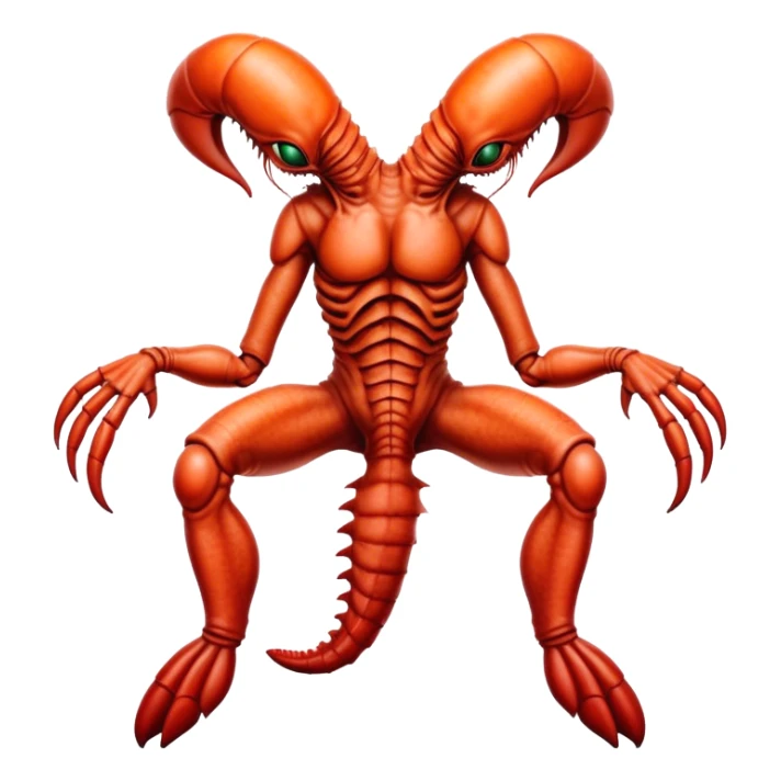 xenomorph alien in lobster skin in man legs sticker