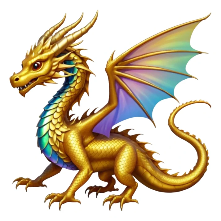 a golden dragon with two legs and two wings and one tail sticker
