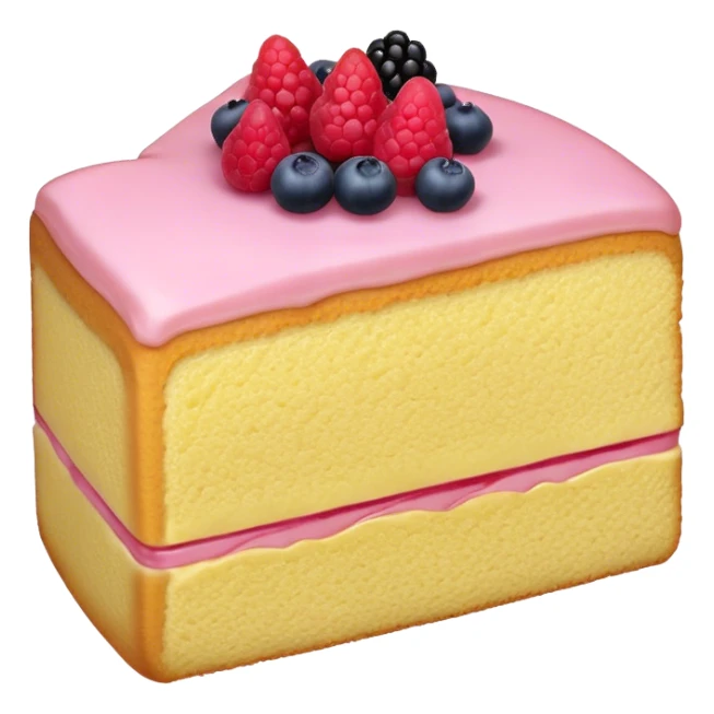 slice of sponge cake, with minimal pink sticker