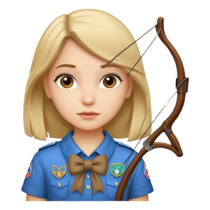 scout girl with bow on straight hair sticker