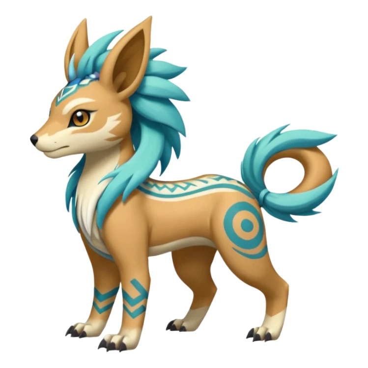  Tropical Tiny Marked Patterned Tribal WereGarurumon-Suicune-Linoone-Meloetta-fusion-hybrid-creature (full body) sticker