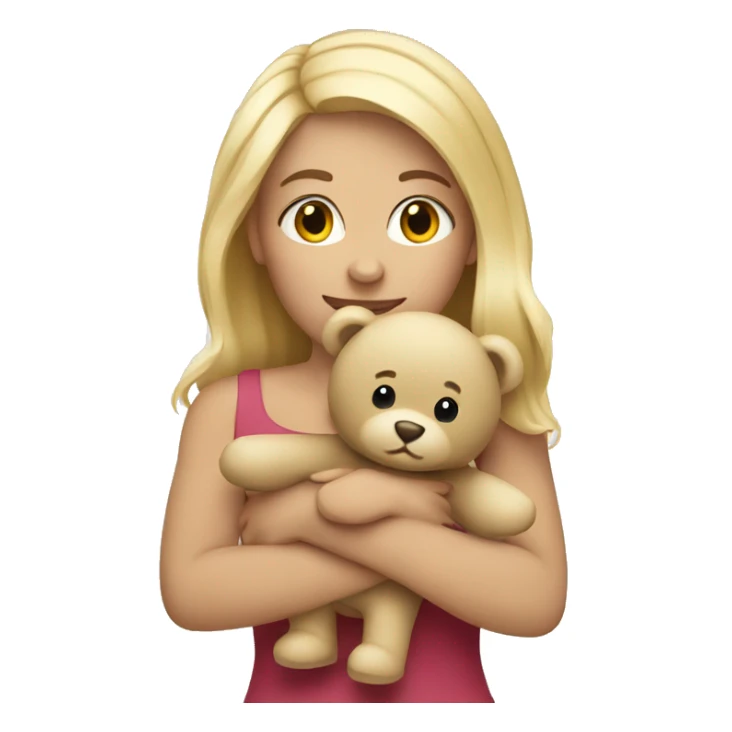 Blonde girls holding a teddy bear sticker