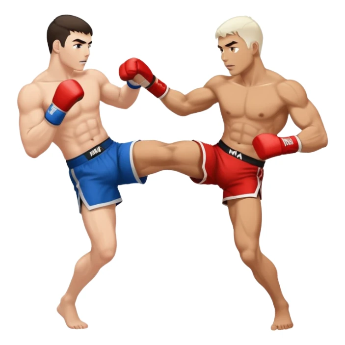 mma fighter kicks man white skin sticker